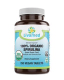 Livamed - 100% Organic Spirulina 500 mg Veg Tabs 250 Count - Vitamins Emporium