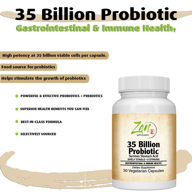 35 Billion Probiotic CFU with 8 Strains 60-Vegcaps - Sustained Release Technology, Resist Stomach Acid, Shelf Stable - Support for Healthy Digestion & Intestinal Ecology Favorable Intestinal Flora