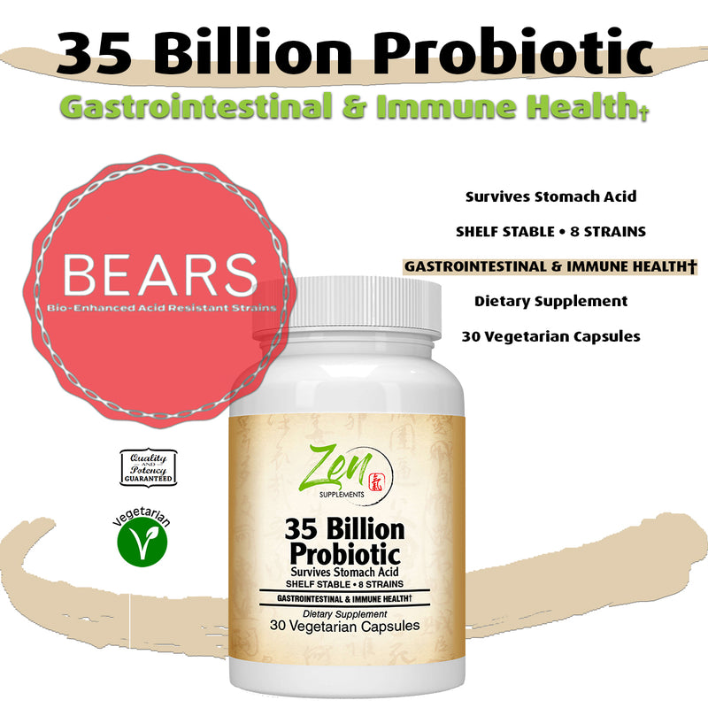 35 Billion Probiotic CFU with 8 Strains 30-Vegcaps - Sustained Release Technology, Resist Stomach Acid, Shelf Stable - Support for Healthy Digestion & Intestinal Ecology Favorable Intestinal Flora
