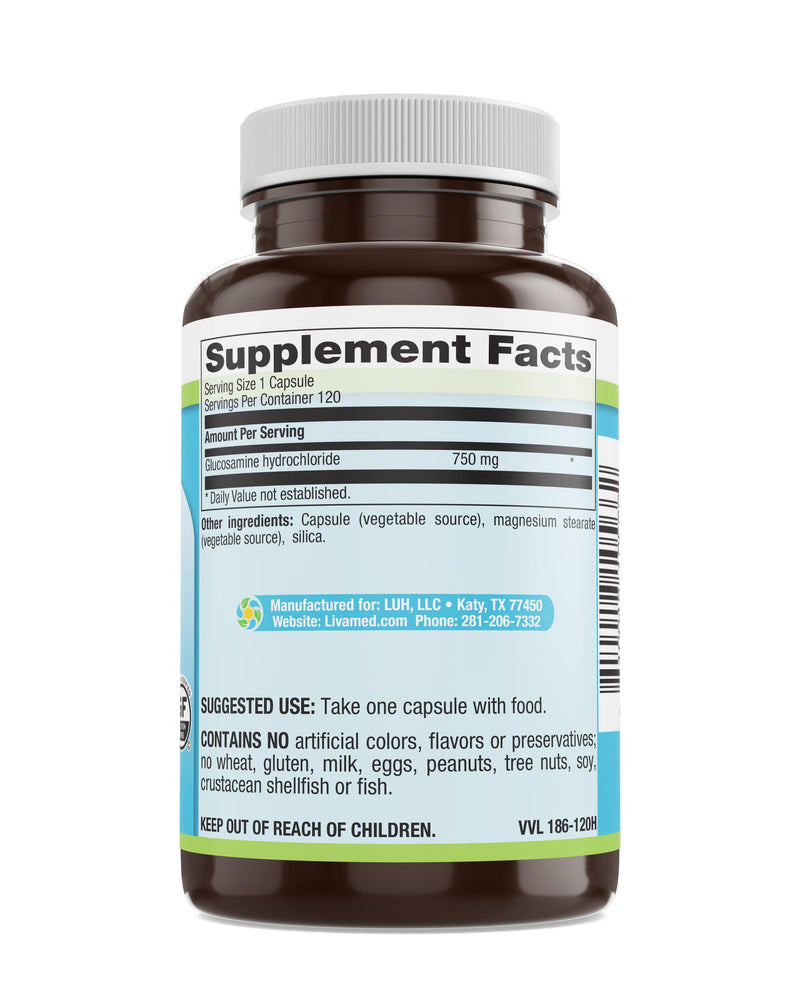 Livamed - Vegetarian Glucosamine 750 mg Veg Caps 120 Count - Vitamins Emporium