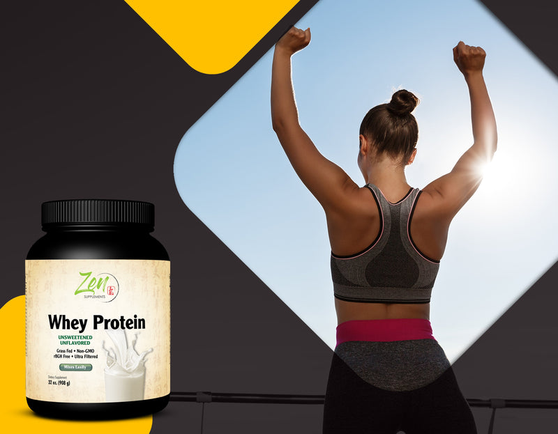 Zen Supplements - Organic Grass Fed Whey Protein 19g Per Serving Keto Friendly - Unflavored 32 Oz-Powder