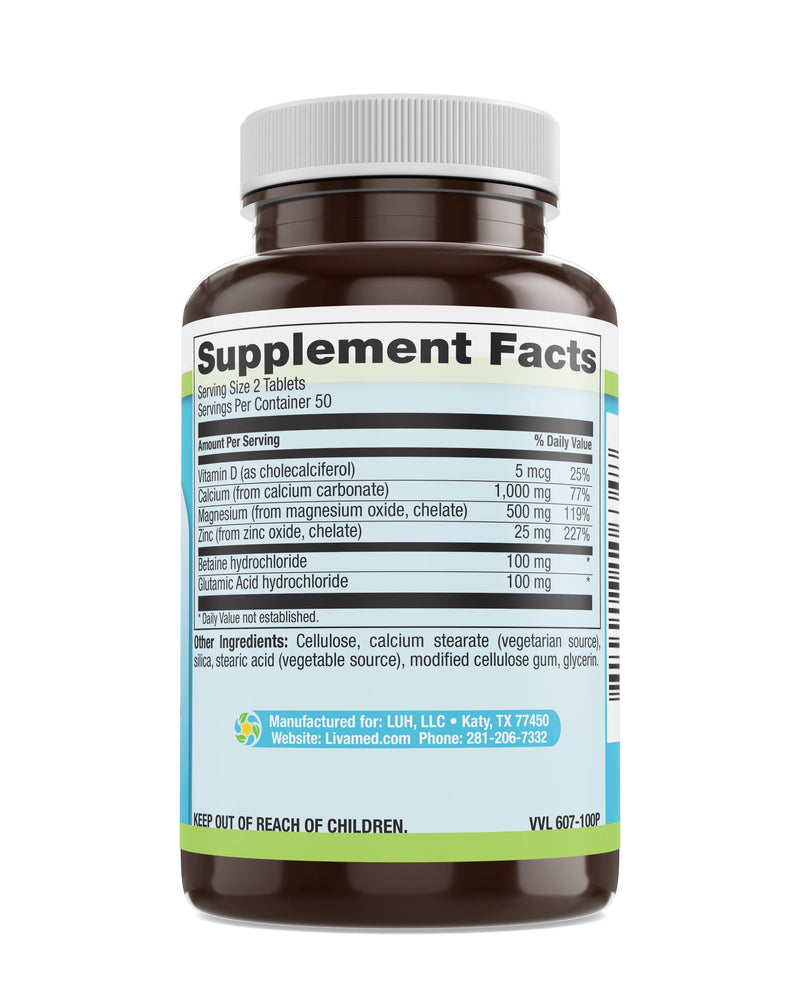 Livamed - Cal-Mag-Zinc with Vitamin D3 Veg Tabs 100 Count - Vitamins Emporium