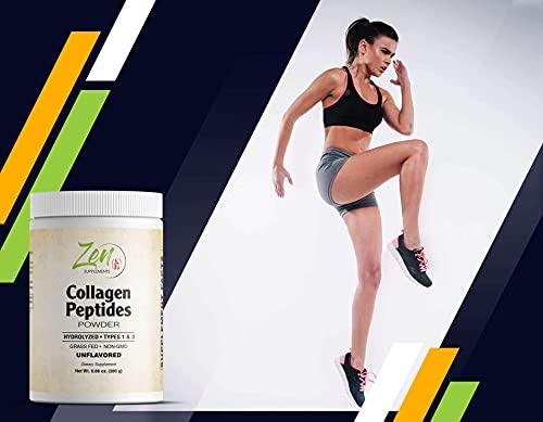 Zen Supplements - Collagen Peptides (Hydrolyzed Types 1 & 3) for Anti-Aging, Hair, Skin, Nails and Joints 280g-Powder