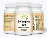 Complete B-Complex Vitamin Supplement - Full-Spectrum B Vitamin with Folic Acid, Biotin, Inositol - 100 Capsules