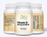 Vitamin D-3 2000 IU 250-Softgel - Supports Healthy Muscle Function, Bone Health & Immune Support