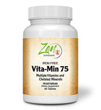 Vita-Min 75 Iron Free Plus Chelated Minerals - B6 Vitamins, Super B Complex - Balance of Nature Fruit and Vegetables  60 Tab