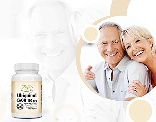 Ubiquinol Coq H 100mg - Superior Stablized CoQ10 Form for Antioxidant Support, Heart Health, Energy, Healthy Cholesterol & Blood Pressure - Non-GMO & Gluten Free 60-Softgel