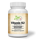 Zen Supplements - Vitamin K2 45Mg MenaquinGold® Natural Vitamin MK-7 - Provides Cardiovascular Support & Bone Health Support 60-Vegcaps