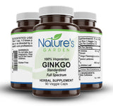 Ginkgo Biloba - 90 Veggie Caps with 460mg Organic Ginkgo Biloba Leaf and Ginko Extract - Nature's Brain Supplement
