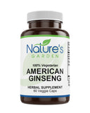 Ginseng, American - 60 Veggie Caps with 400mg Panax Quinquefolia Ginseng Root