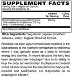 Vegan Rhodiola Rosea 250mg - Best Rhodiola Rosea Root Extract - Rich in Rosavins & Salidroside 60-Caps