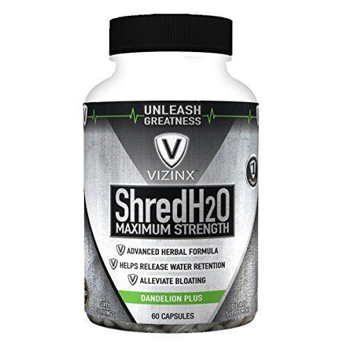 Vizinx Shred H2O Herbal Diuretic - #1 Formula with Dandelion, Green Tea, Cranberry, Apple Cider Vinegar, Buchu, Juniper, Watermelon & More. Supports Healthy Potassium Levels & Water Balance 60 caps. - Vitamins Emporium
