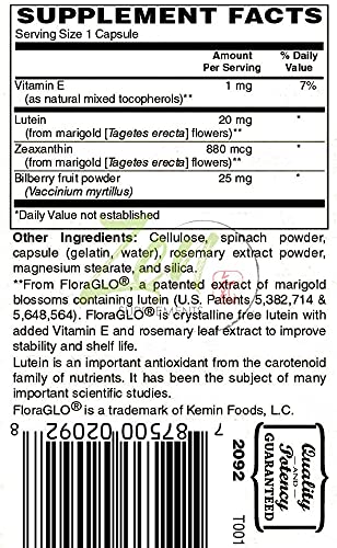 Advanced Lutein Plus - Eye Health & Vision Vitamins - 20mg Lutein with Zeaxanthin, Vitamin E & Bilberry - Powerful Supplement for Eye Health & Antioxidant Support 60-Caps