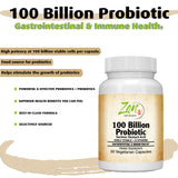 100 Billion Probiotic CFU with 12 Strains 30-Vegcaps - Sustained Release Technology Resist Stomach Acid, Shelf Stable