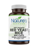 Red Yeast Rice Organic with CoQ10 - 90 Veggie Caps with 600mg Organic Red Rice Yeast Plus Co Q 10 - Natures Support for Cholesterol
