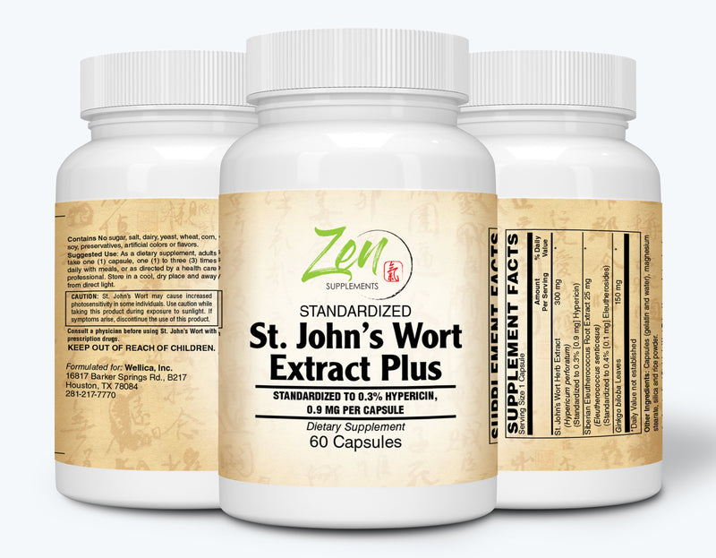 St. John’s Wort Extract 300mg -Plus Siberian Eleuthero & Ginkgo Biloba 60-Caps - Brain Supplement for Focus, Energy, Memory & Clarity - Mental Performance Nootropic - Supports Brain Function