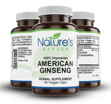 Ginseng, American - 60 Veggie Caps with 400mg Panax Quinquefolia Ginseng Root