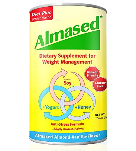 Almased Vanilla Meal Replacement Shake - Low-Glycemic High Plant Base Protein Powder- Nutritional Weight Health Support Supplement - Vanilla Flavor - 17.6 oz (1.1 Pound (2 Pack))