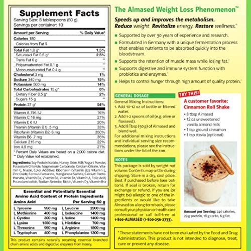 Almased Vanilla shakes – Gluten-Free, non-GMO Powder – Boost High Protein, Vanilla Flavor, 17.6 oz (3 Pack)