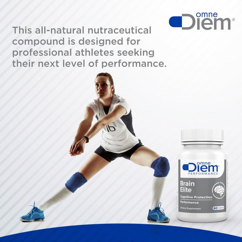 Omne Diem Brain Elite Capsules - Citicoline & Vitamin B12 Supplement for Cognition, Memory & Focus - with Patented Sesame Extract to Support Brain Cell Metabolism - Improved Sports Performance - 60ct