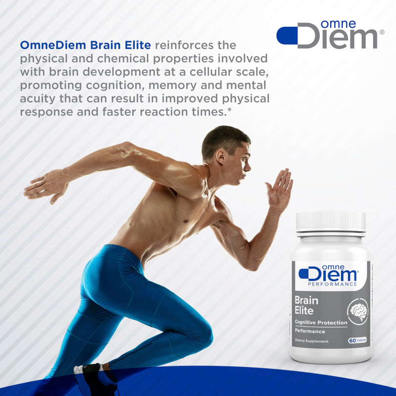 Omne Diem Brain Elite Capsules - Citicoline & Vitamin B12 Supplement for Cognition, Memory & Focus - with Patented Sesame Extract to Support Brain Cell Metabolism - Improved Sports Performance - 60ct