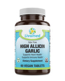 Livamed - High Allicin Garlic 500 mg Odor Free Veg Tabs 60 Count - Vitamins Emporium