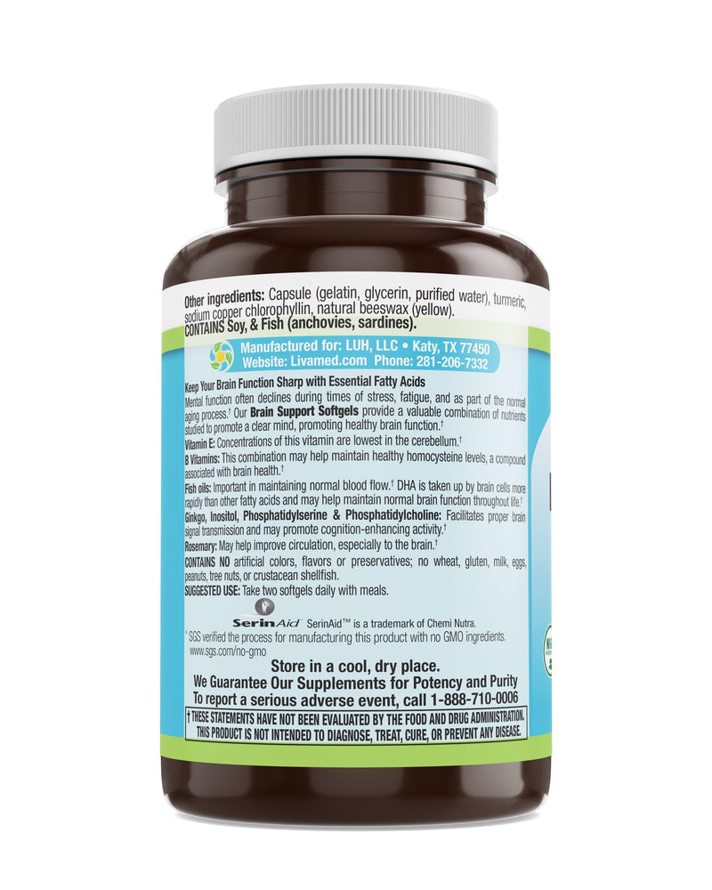 Livamed - Brain Support Softgels with Omega-3 Fish Oil 60 Count - Vitamins Emporium