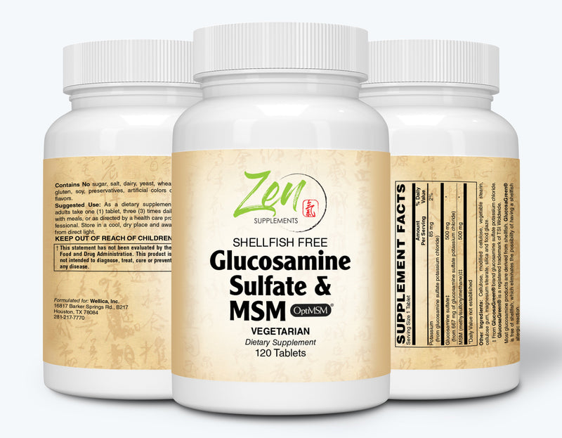Glucosamine Sulafate & MSM - Natural Joint Pain Relief Supplements for Men and Women with Potassium, Best Supplements for Arthritis Pain, Joint Health & Inflammation - Shell-Fish Free - 120 Tabs