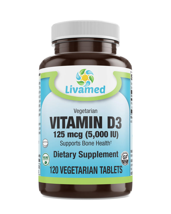 Livamed - Vitamin D3 5,000 IU Veg Tabs  120 Count - Vitamins Emporium