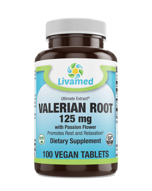 Livamed - Valerian Root 125 mg with Passion Flower Veg Tabs 100 Count - Vitamins Emporium