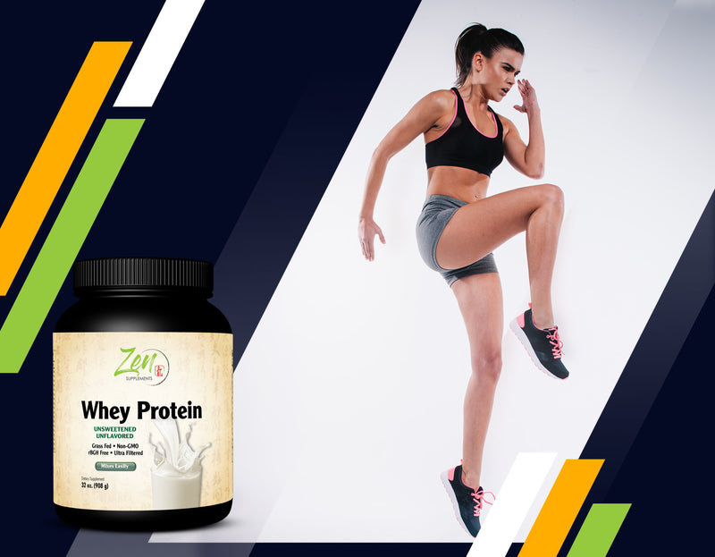 Zen Supplements - Organic Grass Fed Whey Protein 19g Per Serving Keto Friendly - Unflavored 32 Oz-Powder