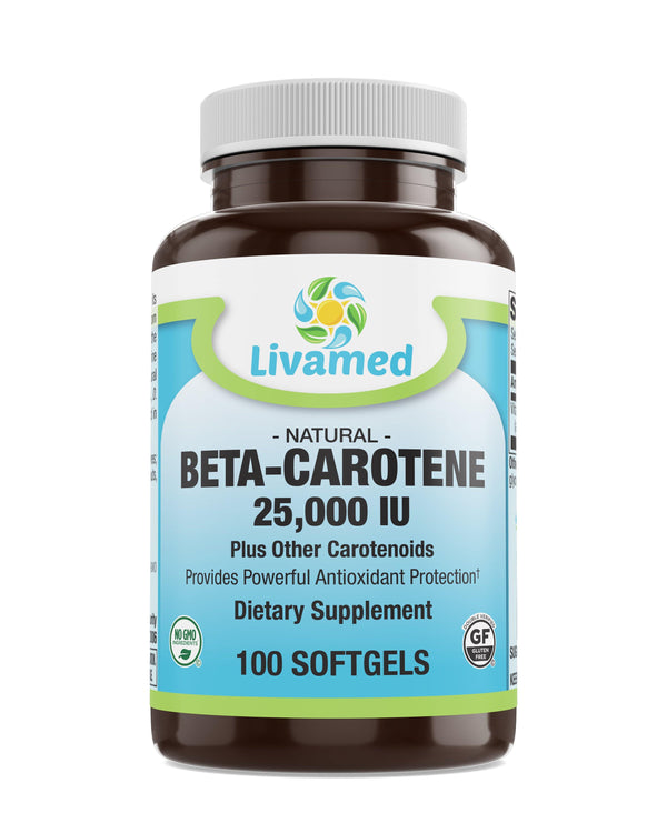 Livamed - Natural Beta Carotene 25,000 IU Softgels 100 Count - Vitamins Emporium