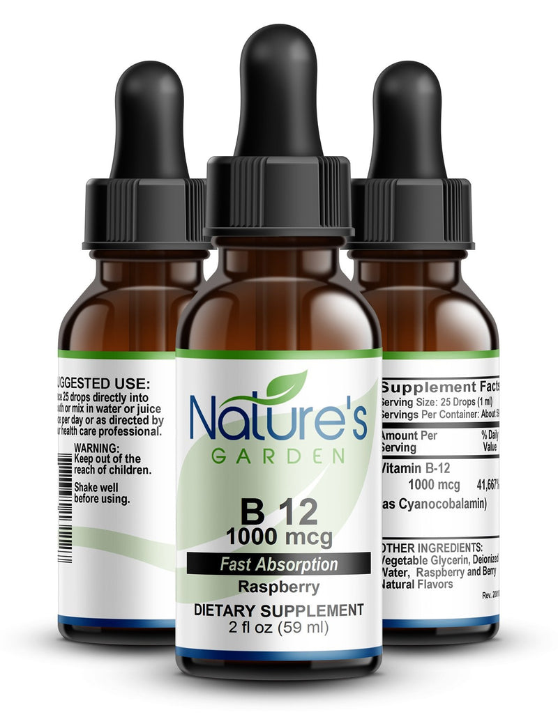 B12 Drops 1000 mcg/ml  - 2 oz Liquid Vitamins