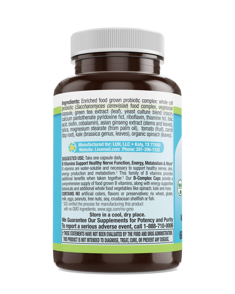 Livamed - B-Complex Veg Caps - Whole Food Essentials   60 Count - Vitamins Emporium