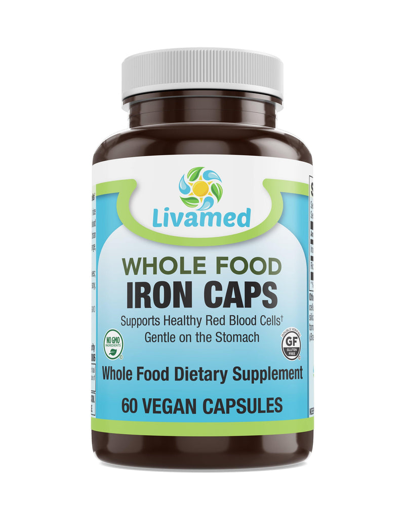 Livamed - Iron Veg Caps - Whole Food Essentials   60 Count - Vitamins Emporium