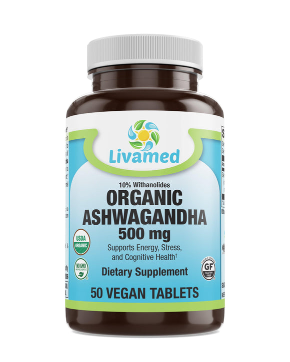 Livamed - Organic Ashwagandha 500 mg Tab   50 Count - Vitamins Emporium