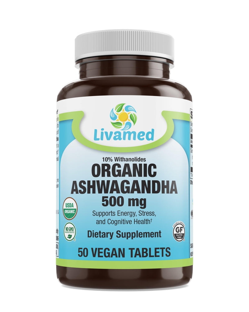 Livamed - Organic Ashwagandha 500 mg Tab   50 Count - Vitamins Emporium