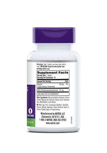 Natrol DHEA Tablets, Promotes Balanced Hormone Levels, 25mg, 90-Count