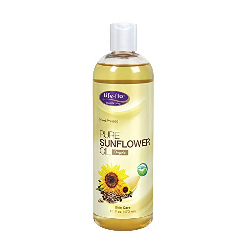 Life-Flo Pure Sunflower Oil, Organic | Complexion & Body Moisturizer & Massage Oil | Cold Pressed & No Hexane | 16 Fl Oz