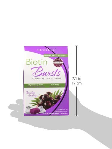 NeoCell Biotin Bursts, Supports Healthy Hair & Nails, Acai Berry Flavor, 30 Chews (Package May Vary)