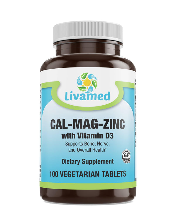 Livamed - Cal-Mag-Zinc with Vitamin D3 Veg Tabs 100 Count - Vitamins Emporium