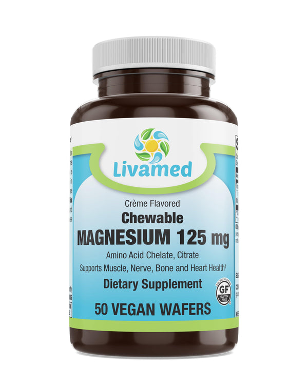 Livamed - Chewable Magnesium 125 mg Veg Wafer 50 Count - Vitamins Emporium