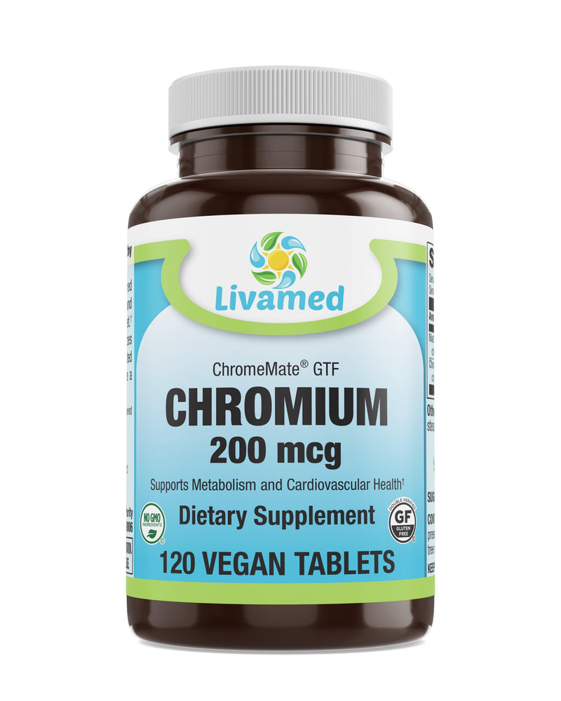 Livamed - Chromium Picolinate 200 mcg (ChromeMate® GTF) Veg Tabs 120 Count XXX - Vitamins Emporium