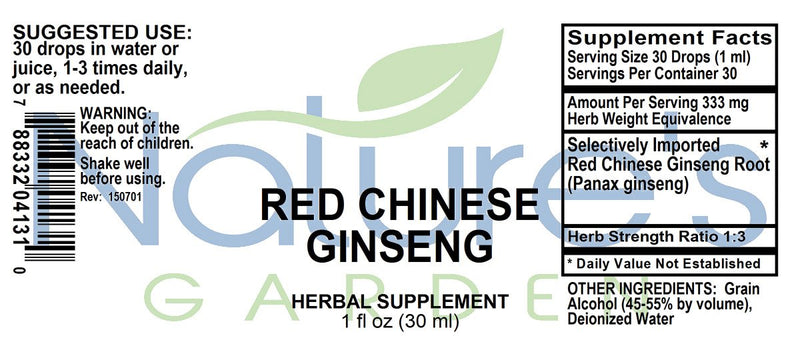 Ginseng, Red Chinese - 1 oz Liquid Single Herb