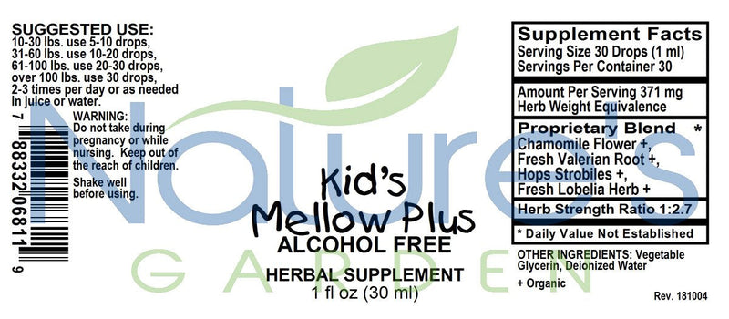 Kid's MELLOW PLUS - 1 oz Liquid Herbal Formula
