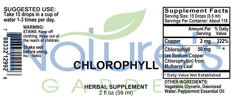 CHLOROPHYLL (Alcohol Free) - 2 oz Liquid Herbal Formula