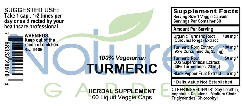 Nature's Garden -Turmeric  - 60 Liquid Veggie Caps
