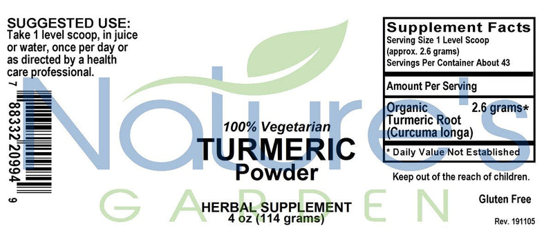 Organic Turmeric Root Powder - 4 oz Herbal Powder