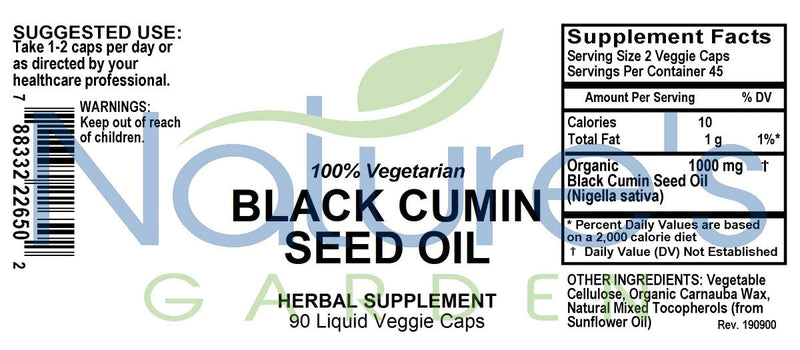 Black Cumin Seed Oil Liquid Capsules 90 VegCap
