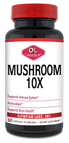 Olympian Labs Mushroom 10X | Supports Immune System | Antioxidant | Brain Health | 60 Capsules